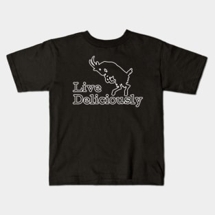 Live Deliciously | White Black Phillip | Satanic Kids T-Shirt